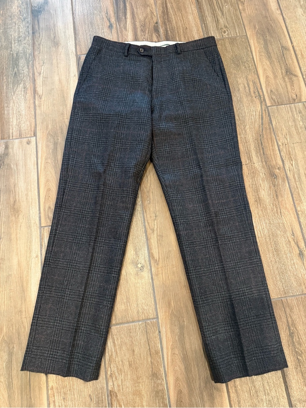 Ralph Lauren Charcoal Glen Plaid Wool Suit Pants